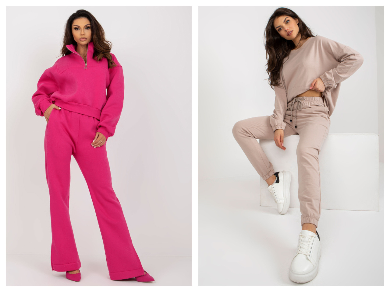 Basic sweatshirt set with wide trousers